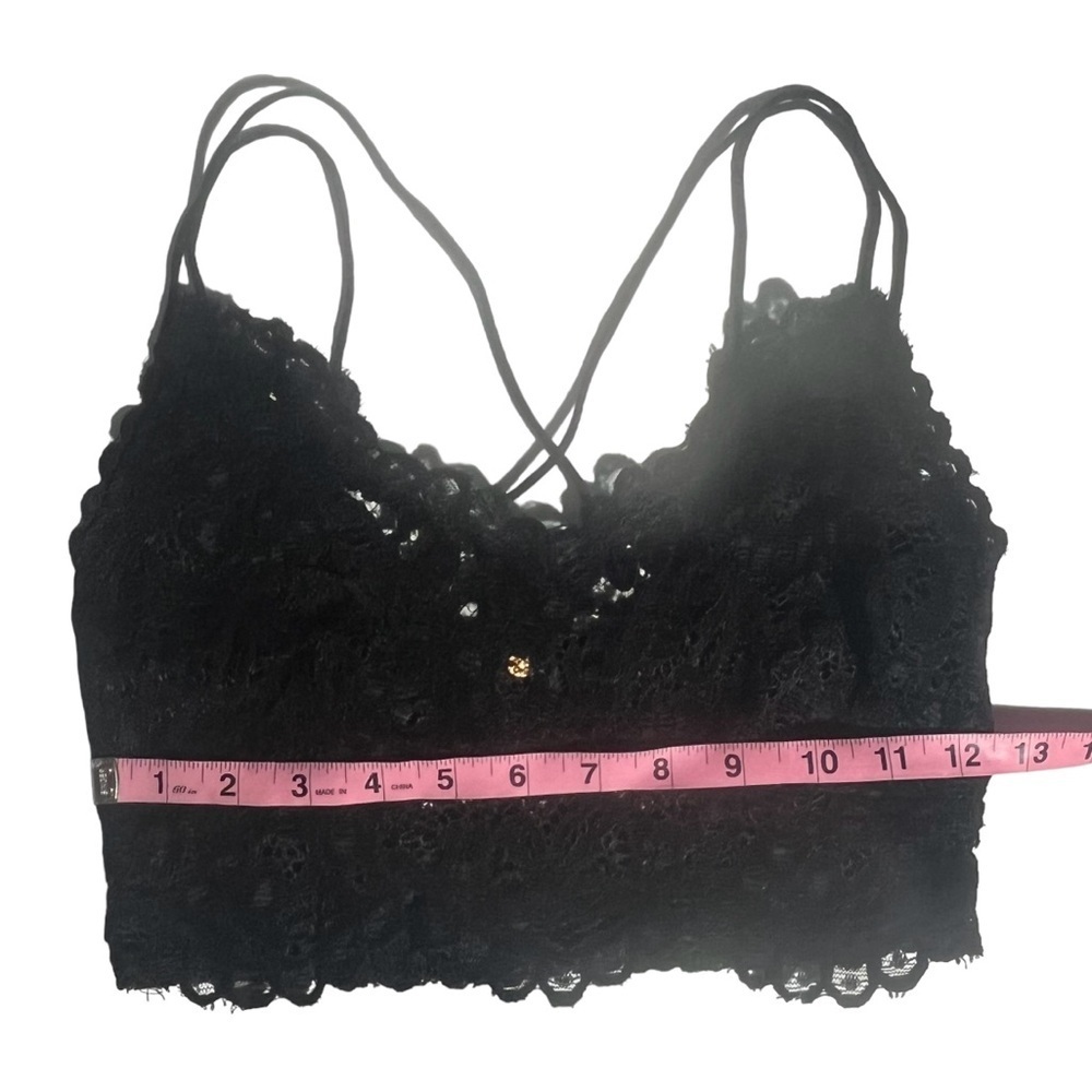 Free People Celine Black Velour Lace Bralette size Small NWT - Picture 4 of 12